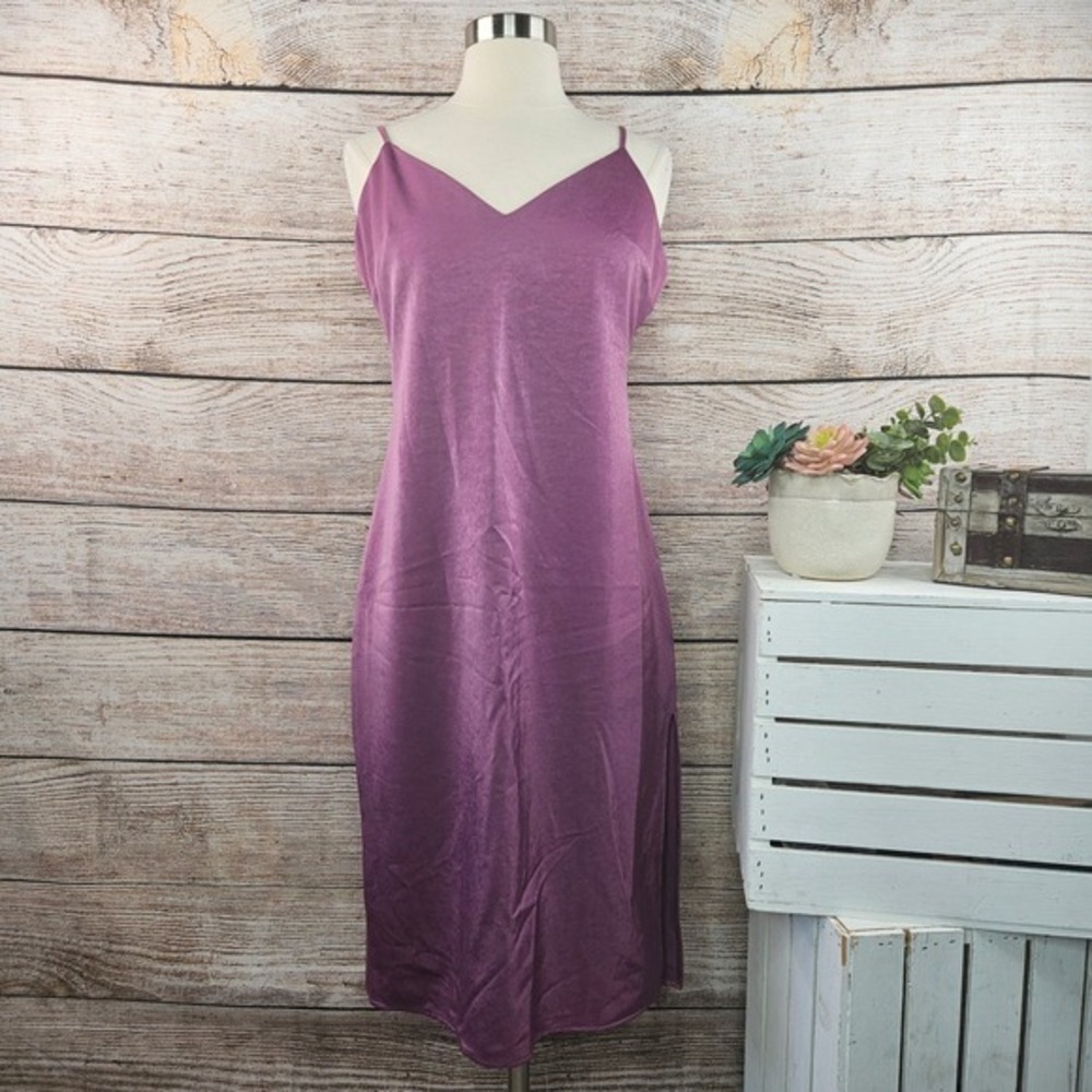 Lena‎ Purple Midi Dress Adjustable Strap V Neck Sleeveless Polyester